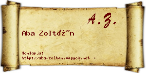 Aba Zoltán névjegykártya